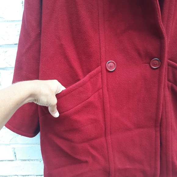 Vintage L.L.Bean Wool Coat Winter Red size 10 - Picture 5 of 7